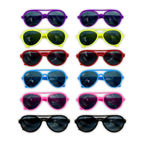 Kids Assorted Color Aviator Novelty Sunglasses (Pack)