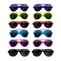 Kids Assorted Color Aviator Novelty Sunglasses (Pack of 12)