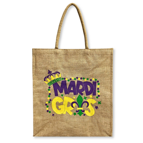 Mardi Gras Jute Tote Bag with Zipper (Each)