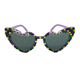 Lavender Heart Shaped Mardi Gras Sunglasses (Each)