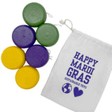 Purple, Green, and Yellow Wooden YoYos (Pack of 6)