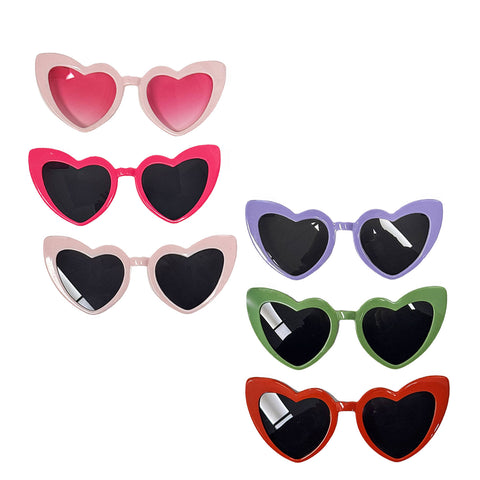 Heart Shaped Sunglasses - Assorted Colors (Pack of 6)