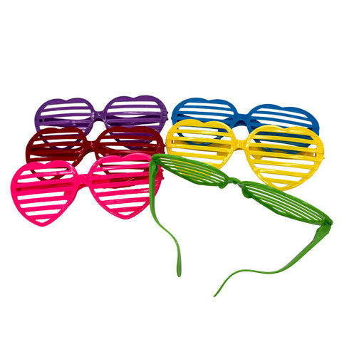 Heart Shaped Shutter Sunglasses - Assorted Colors (Pack of 6)