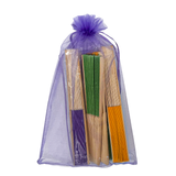 Solid Purple,Yellow, and Green Bamboo Fans (Pack of 6)