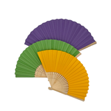 Solid Purple,Yellow, and Green Bamboo Fans (Pack of 6)