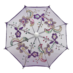 5" Purple Mesh Embroidered Sequin Umbrella (Each)
