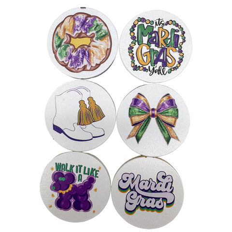 1.6" Mardi Gras Assorted Pop Sockets (6 Pack)