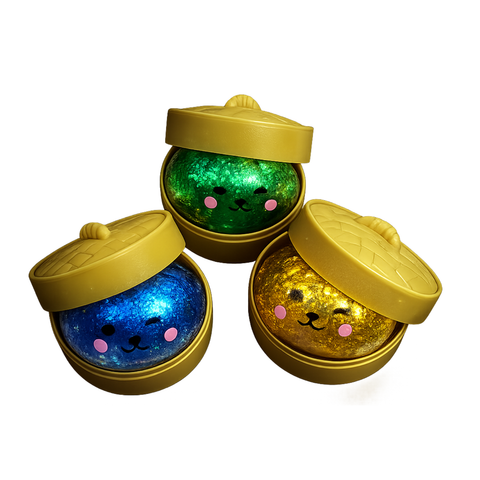 Mini Glittered Dumpling Squishy with Steamer - Assorted Colors  (Each)