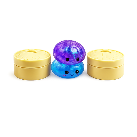 Mini Glittered Maltose Dumpling Squishy with Steamer-  Assorted Colors (Each)