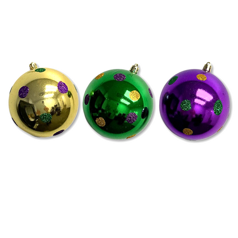 Set of 3 10CM Plastic Ornaments with Dots (Each)