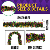 15' x 4" Holographic Purple, Green, and Gold Garland 15' x 4" (Each)