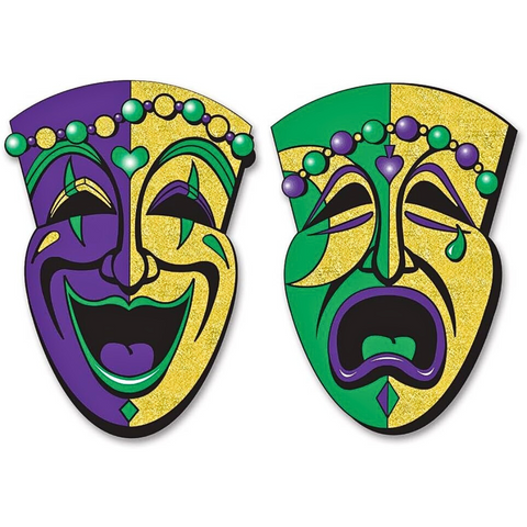 24.5" Jumbo Glittered Comedy & Tragedy Face Cutouts (Pair)