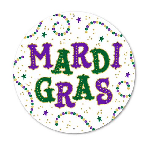 12" Glitter Mardi Gras Sign (Each)