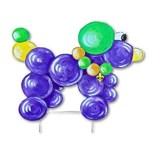 Mardi Gras Bead Dog Yard Sign (Each)