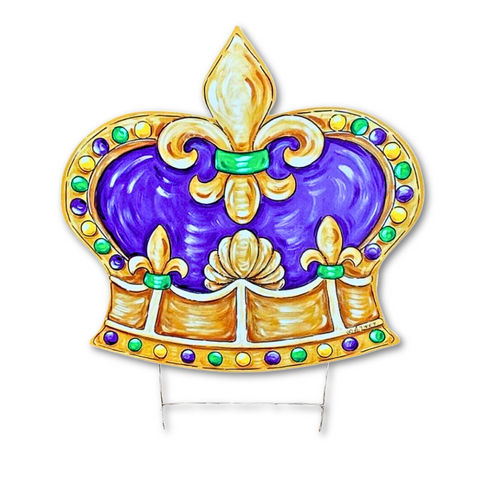 Mardi Gras Crown with Beads Yard Sign (Each)