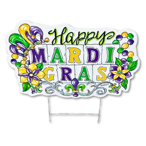 Happy Mardi Gras Street Titles Yard Sign (Each)