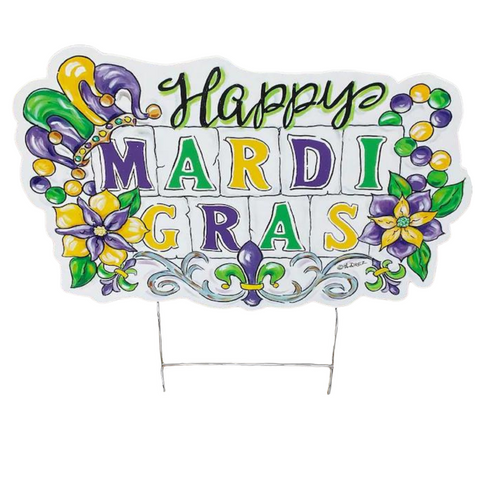 Happy Mardi Gras Street Titles Yard Sign (Each)