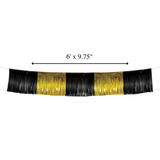 Black and Gold Metallic Fringe Garland Backdrop - 6' x 9.75" (Pack of 9)