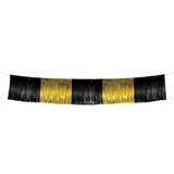 Black and Gold Metallic Fringe Garland Backdrop - 6' x 9.75" (Pack of 9)