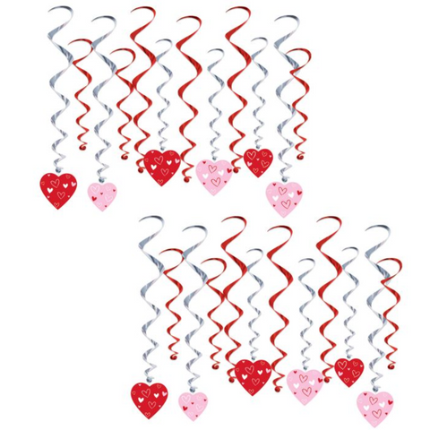 Valentine's Day Heart Whirls Streamers (Pack of 24)