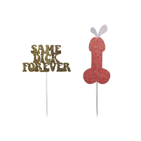 Bachelorette Party Cupcake Toppers - Same Dick Forever - Light Pink/Gold (Pack of 12)