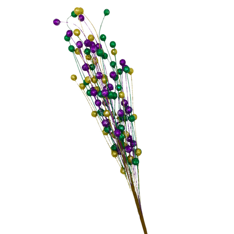 27.5" Purple, Green, and Gold Ball Berry Spray (Each)