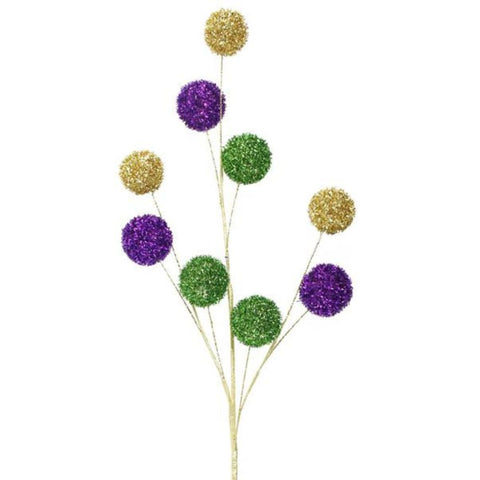 28" Purple, Green, and Gold Glitter Ball Spray (Each)