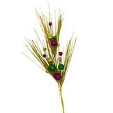 31" Mardi Gras Purple, Green, and Gold Glitter Ball and Twig Spray (Each)