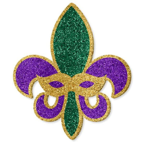Jumbo Glitter Fleur De Lis with Mask - 3.75ft Tall x 3.2ft Wide (Each)