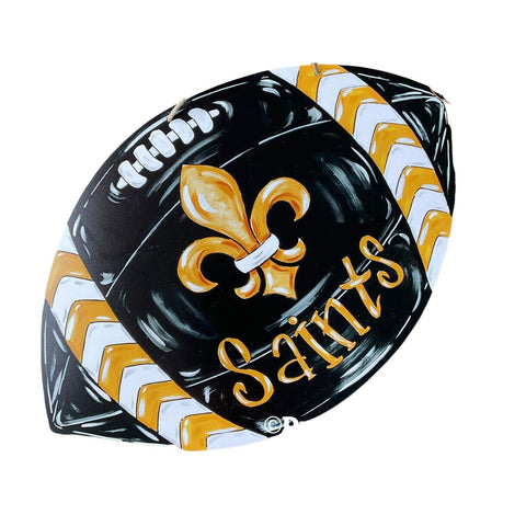 Black & Gold Saints Football Door Hanger (Each)