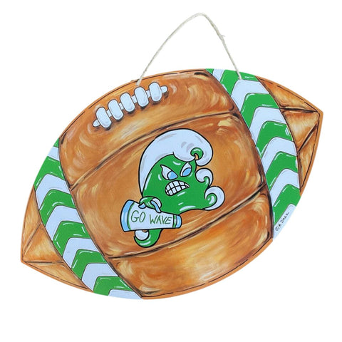 Green & White Green Wave Football Door Hanger (Each)