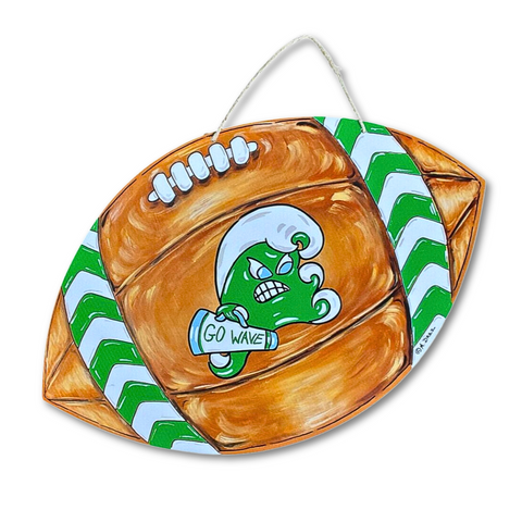 Green & White Green Wave Football Door Hanger (Each)