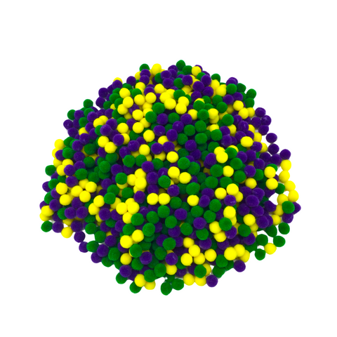 1CM Purple, Green, and Yellow Pom Poms - 1,000 pieces (Pack)