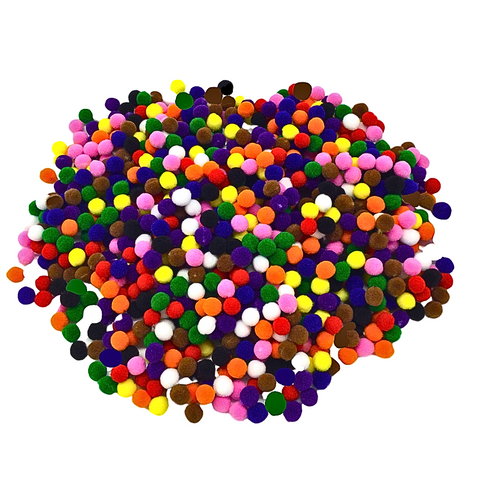 1CM Multicolor Pom Poms - 1,000 pieces (Pack)