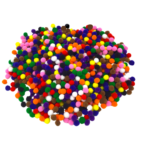 1CM Multicolor Pom Poms - 1,000 pieces (Pack)
