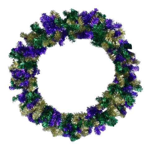 24" Mardi Gras Tinsel Wreath (Each)
