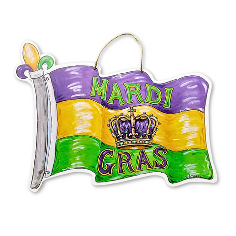 Mardi Gras Flag Door Hanger (Each)