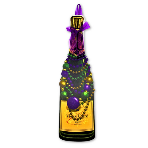 Vieux Carre Mardi Gras Beads Champagne Bottle Door Hanger (Each)
