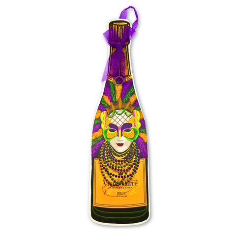 Vieux Carre Mardi Gras Mask Champagne Bottle Door Hanger (Each)