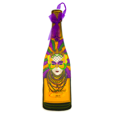 Vieux Carre Mardi Gras Mask Champagne Bottle Door Hanger (Each)
