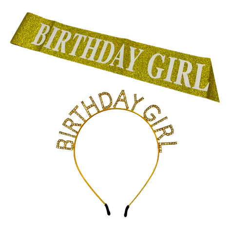 Birthday Girl Headband & Sash Set - GOLD (Each)