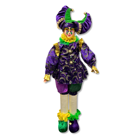 33" Tall Purple, Green and Gold Mardi Gras Standing Jester (Each)