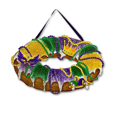 20" x 16" Mardi Gras King Cake Door Hanger (Each)