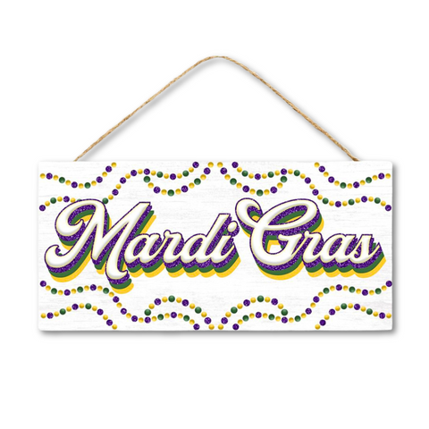 12.5"Lx6"H Retro Mardi Gras Sign (Each)