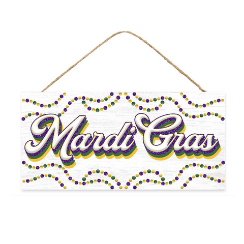 12.5"Lx6"H Retro Mardi Gras Sign (Each)