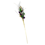 29" Purple, Green and Gold Mardi Gras Glittered Mixed Shapes and Wisp Spray (Each)