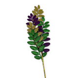 29" Purple, Green and Gold Mardi Gras Glittered Fern Leaf Spray (Each)