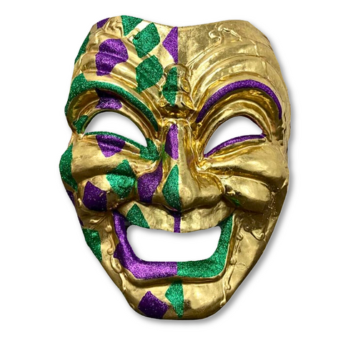 24" x 18" Purple and Green Glitter Gold Comedy Mask (Each)