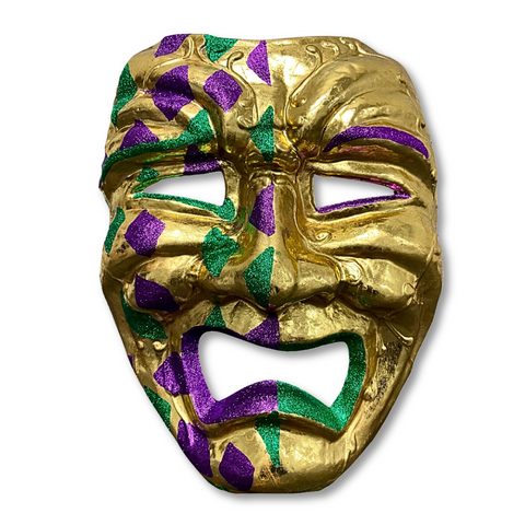 24" Purple and Green Glitter Tragedy Mask (Each)