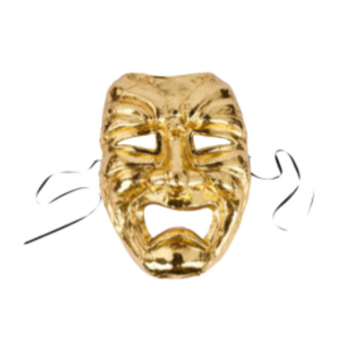 24" Gold Leaf Tragedy Mask (Each)